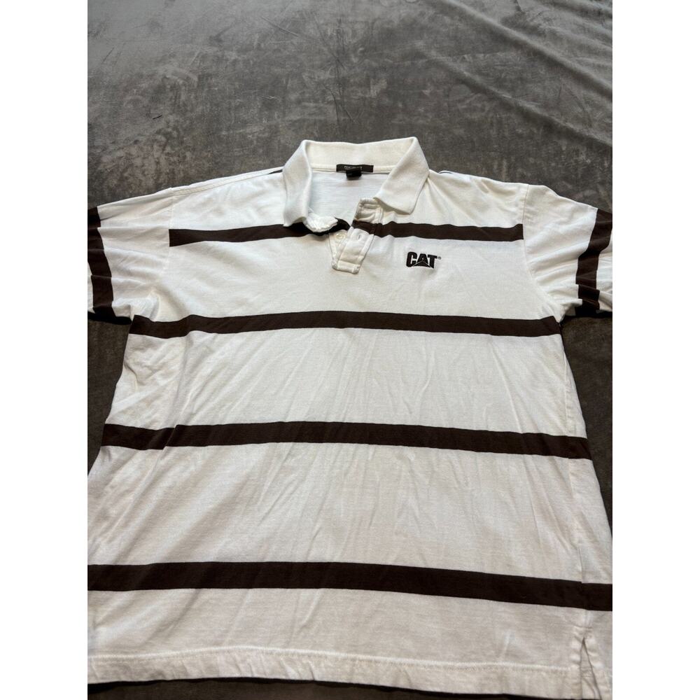 CAT Employee White‎ Work Polo Short Sleeve Pine Island Size Large